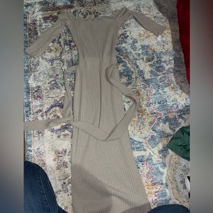 Nude midi/maxi dress.  Body con